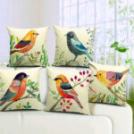 Trendy Cushion Covers [Bird  – Green & Red]